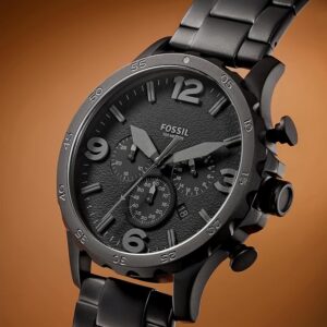 Fossil Nate Chronograph Analog Black Dial Grey Band Men's